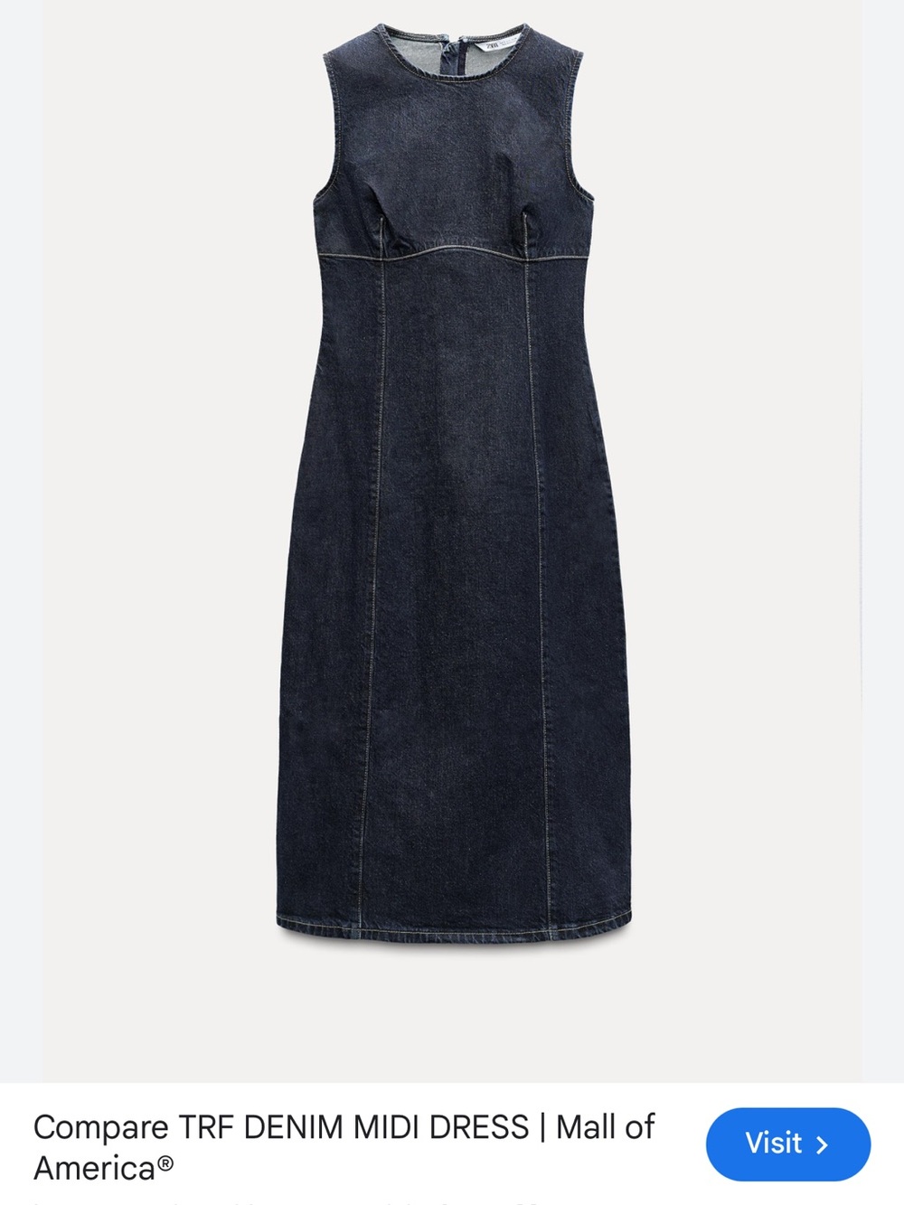 Zara Dark Blue Denim Midi Dress USA large
